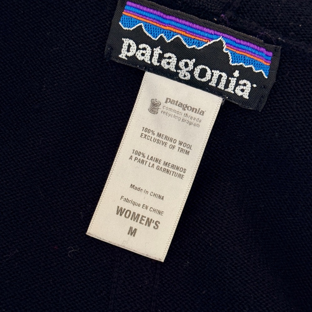 Patagonia Black Wool Sweater Jacket 100% Merino Wool Ladies M - Picture 2 of 8